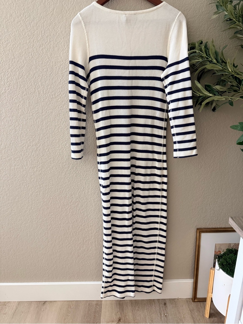 NWT Polo Ralph Lauren Striped Cotton Maxi Dress Navy White Size L - Picture 3 of 5